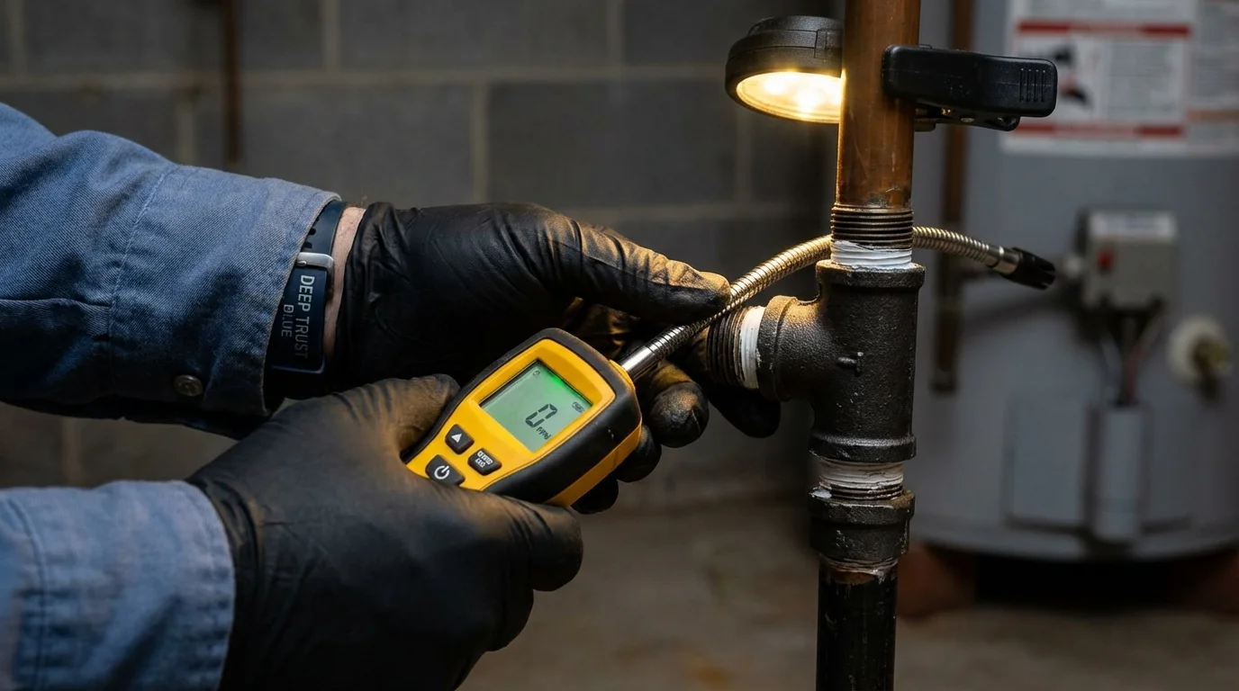 Gas leak detection with electronic sniffer by Johns Plumbing LLC in Hurt